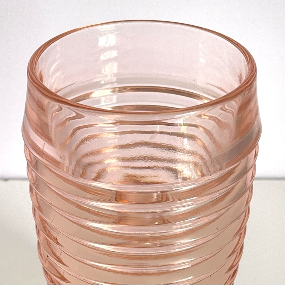 Vintage Pink Glass Tumbler Manhattan Depression Glass Art Deco MCM Glassware - Picture 7 of 13